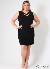 Crossed Detail Dress (C-9030) 001-Zwart