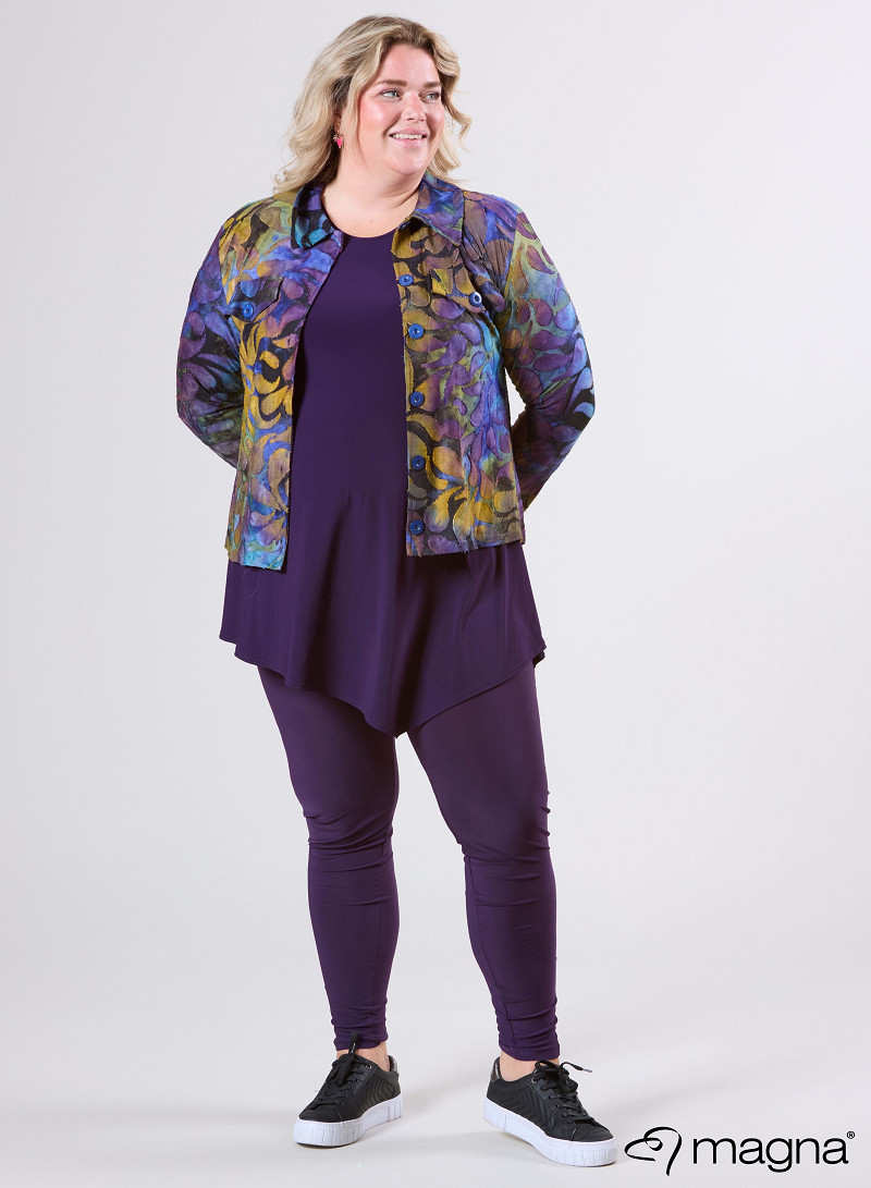 Jaquard Button Jacket (K-2402-MSH) T87059-Drop Shapes Purple