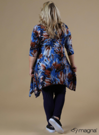 Tuniek Punten 3Q-mouw(C-0001-HVP) - W24060-Artistic Flower Blue