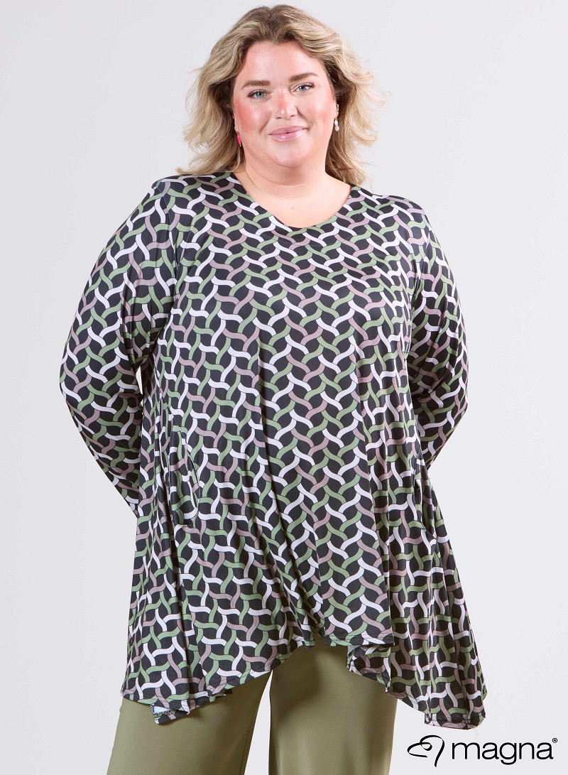 Tuniek Isabel (C-4051-PRINT) T72080-Woven Sage Green-Sand