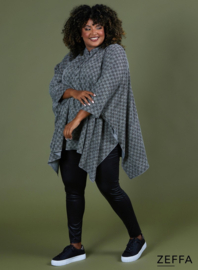 Oversized Tuniek/Ponncho (ZF-PO-1002-HVPK)  W07001-Blocked BW