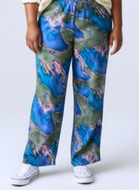 Broek Basic (D-03-PRINT) T34071-Swirl Green-Blue