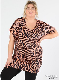 Oversized Shirt (ME-TU-1015) Y02066-Graphical Zebra Coral