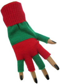 Vingerloze handschoen groen rood