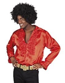Disco blouse rood met roezels