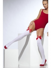 Witte panty met  rode strik
