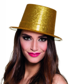 Hoge hoed glitter goud