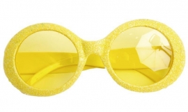 Gele neonbril met glitter