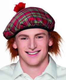 Schotse baret tartan rood