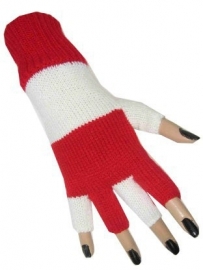 Vingerloze handschoen rood / wit