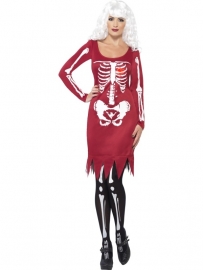 Skeleton jurkje rood met led