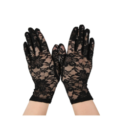 vrouw kanten pols handschoenen | zwart