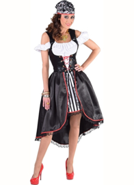 Piratendame zwart en wit jurk