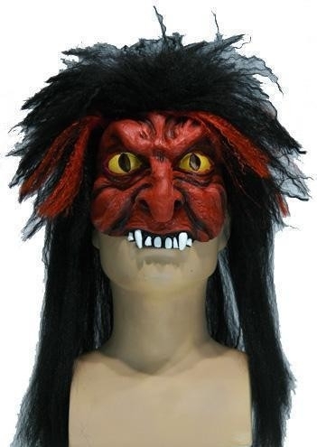 Halfmasker duivel zwart haar Halfmasker duivel zwart haar