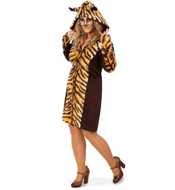 Tijger print jurk hooded Tijger print jurk hooded