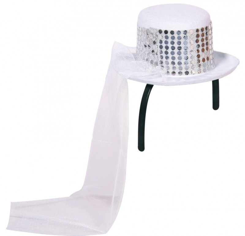Mini hoog bruidshoedje op diadeem Mini hoog bruidshoedje op diadeem