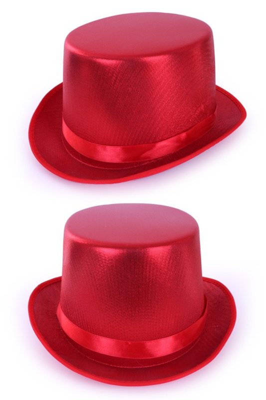 Hoge hoed metallic rood