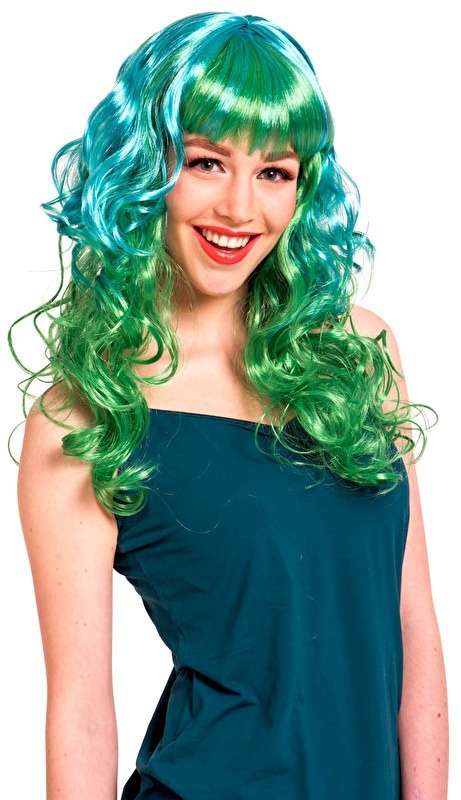 Pruik stylish krullend groen Pruik stylish krullend groen
