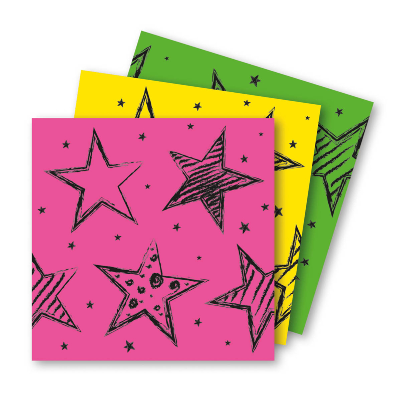 Neon servetten met sterretjes Neon servetten met sterretjes