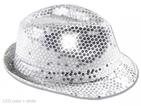 Wit / zilver hoedje met Led verlichting Wit / zilver hoedje met Led verlichting