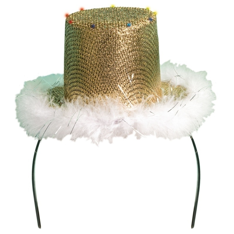 Hoedje diadeem met bont goud Hoedje diadeem met bont goud