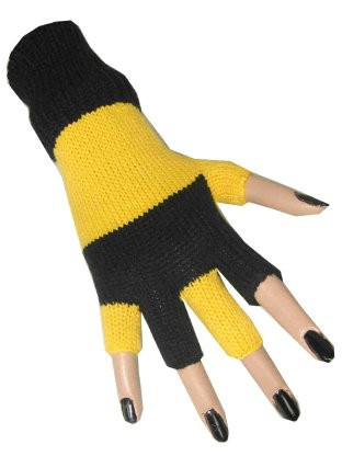 Vingerloze handschoen zwart geel Vingerloze handschoen zwart geel
