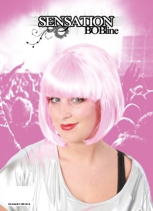 Pruik bobline roze Pruik bobline roze