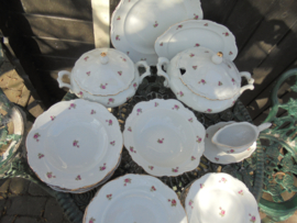 Dinerservies met roze/rode roosjes Bavaria (2 tulpjes gemerkt)