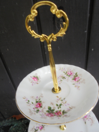 Royal Albert 3 laags etagere "Lavender Rose" met roze roosjes