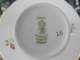 Suikerpot ZONDER DEKSEL!! Schumann Arzberg met wilde roze/rode roos