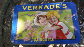 Nostalgisch Verkade blik "de meisjes van Verkade" blauw/geel-groen
