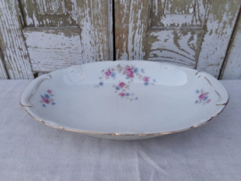 Bolle Buik Theepot met roze roosjes en blauwe bloemetjes