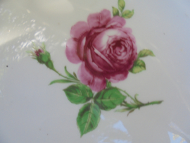 Gebakschaal Hutschenreuther Bavaria Luxor met grote roze pioen roos