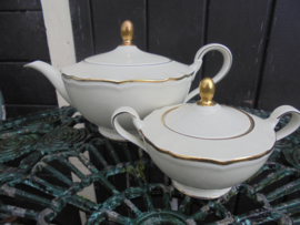 Theepot Eschenbach Bavaria Balmoral room met gouden bies, knop en rand