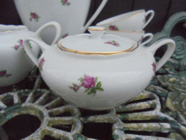 Koffieservies MZ met roze / rode roosjes 8 persoons