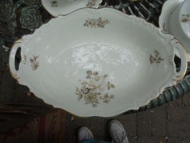 Broodschaal Edelstein Maria Theresia Bruin/grijs bloemboeket met oa. roos