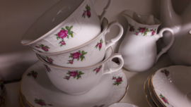 Koffieservies Thun met rode/roze roosjes