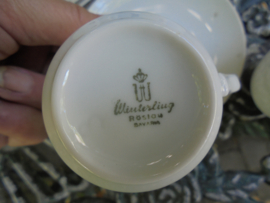 Koffiekop en schotel Winterling Roslau met roze/rode roosjes ZONDER gouden randje