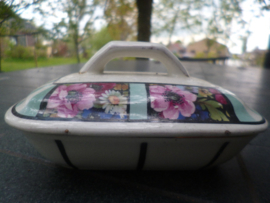 Zeep doos / bakje met roze bloem / bloemetjes