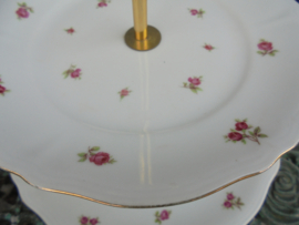 2 laags etagere Mitterteich met roze/rode roosjes