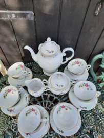 Koffieservies Walbrzych met grote bloemtak / roze roos 6 persoons