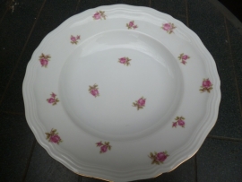 Diepe/Pasta bord Rheinkrone Bavaria met roze/rode roosjes