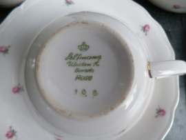 Koffie- / Theeservies Seltmann Weiden Bavaria Rose met mini roze roosjes