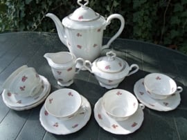 Koffieservies Seltmann Weiden Marie Luise Bavaria met roze/rode roosjes