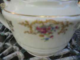 Suikerpot MOSA met bloemboeketjes  / roze roosjes en guirlandertjes