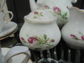 Thee/Koffieservies Schumann Arzberg met wilde roze/rode roos