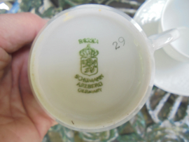 Botervloot Schumann Arzberg Bavaria met bloemboeket / roze roos en tulp