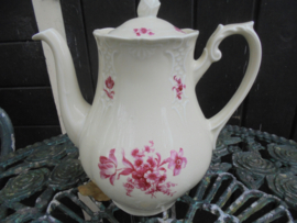 Koffiepot MOSA met roze/rood bloemboeket ZONDER gouden randje