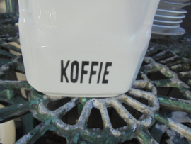 Voorraadpot KOFFIE met roze roosjes rand van Victoria