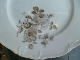 Broodschaal Edelstein Maria Theresia Bruin/grijs bloemboeket met oa. roos